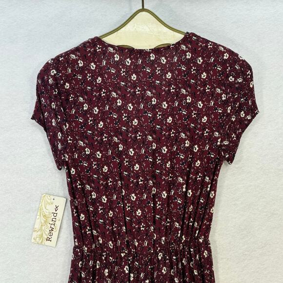 Boho Jumpsuit Junior's XS Red Floral Romper Casual Summer V Neck Rewind Aurora - Picture 4 of 7
